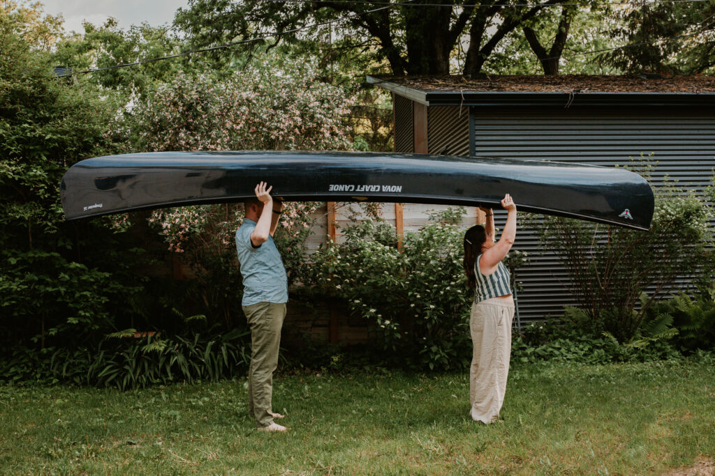 Couples photos with canoes