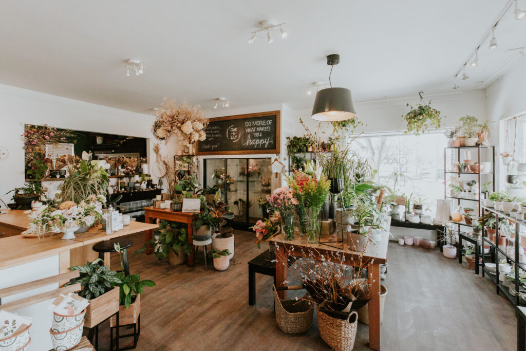 Interior view of Oak & Lily Winnipeg florist 